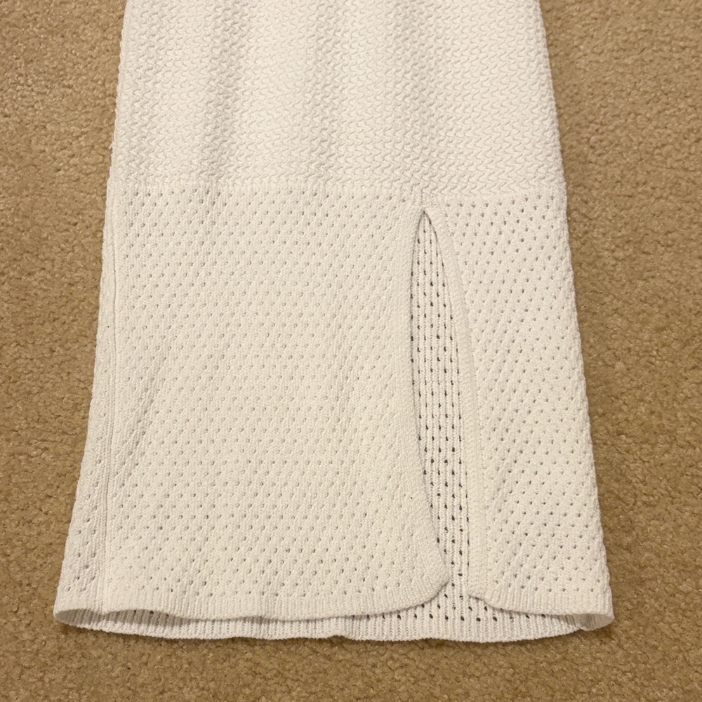 White Knit Dress with Front Slit - Picture 4 of 9